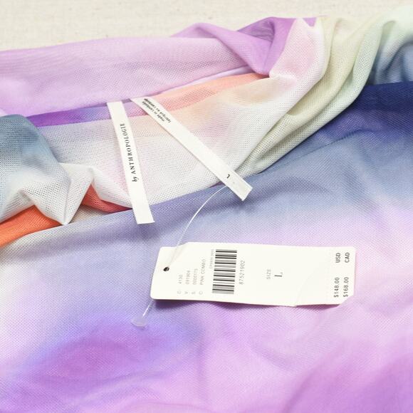 NEW Anthropologie Women's Wrap Dress Midi Abstract Polyester Multicolor Size L - Picture 6 of 8